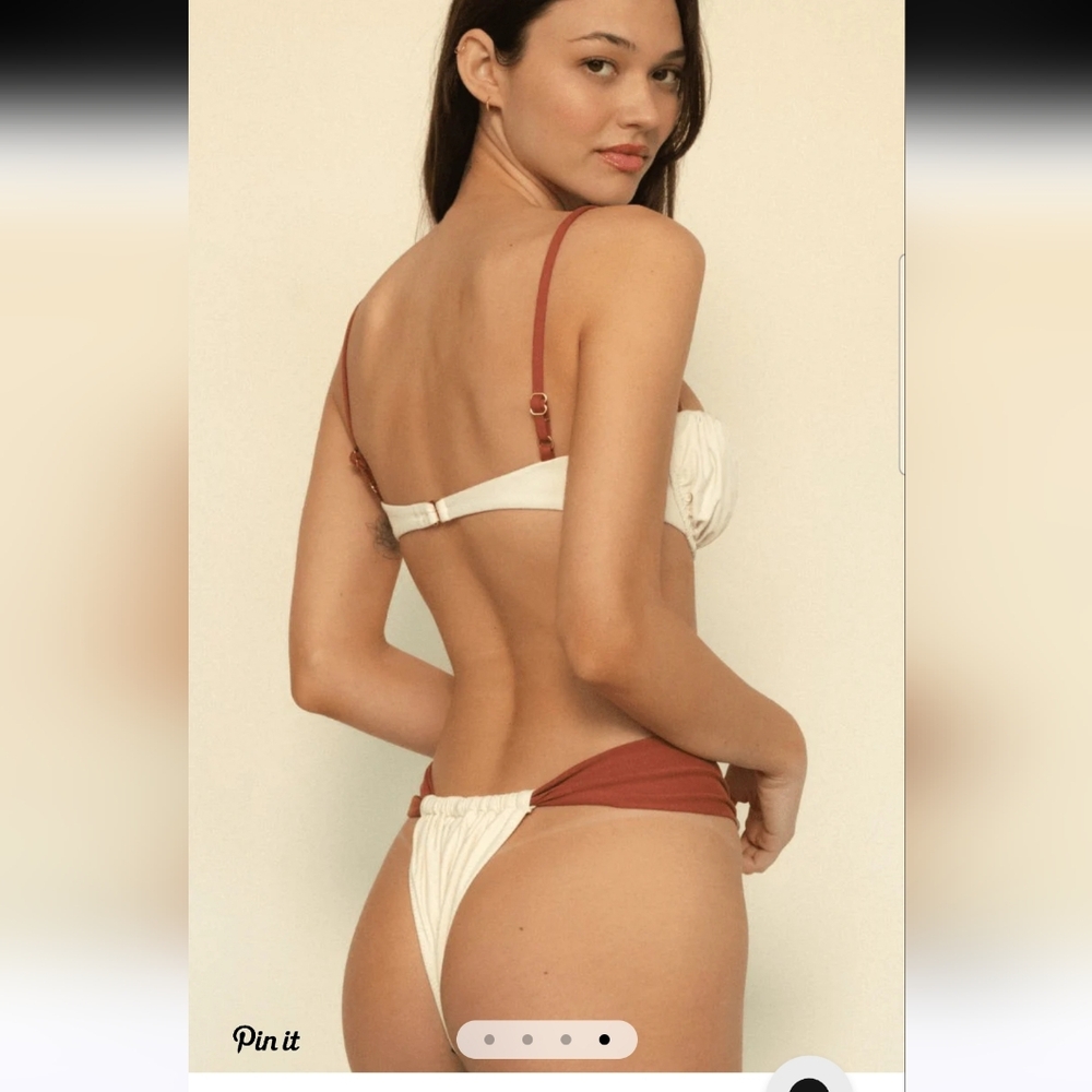 Montce Cream and Rust Two-Piece Bikini Set - Picture 3 of 6